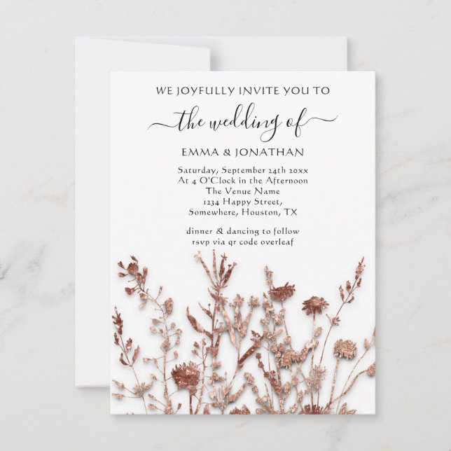 Budget QR CODE Blommigt Meadow Vit ros (Framsida)