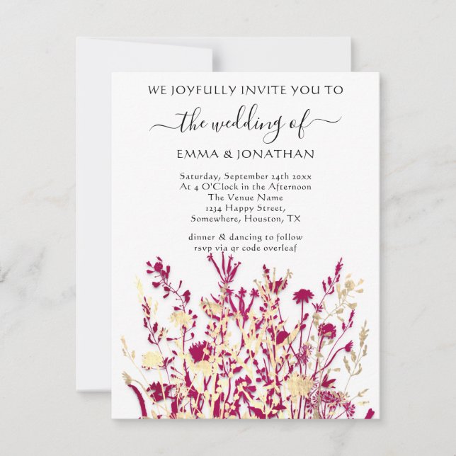 Budget QR CODE Blommigt Meadow White Marsala (Framsida)