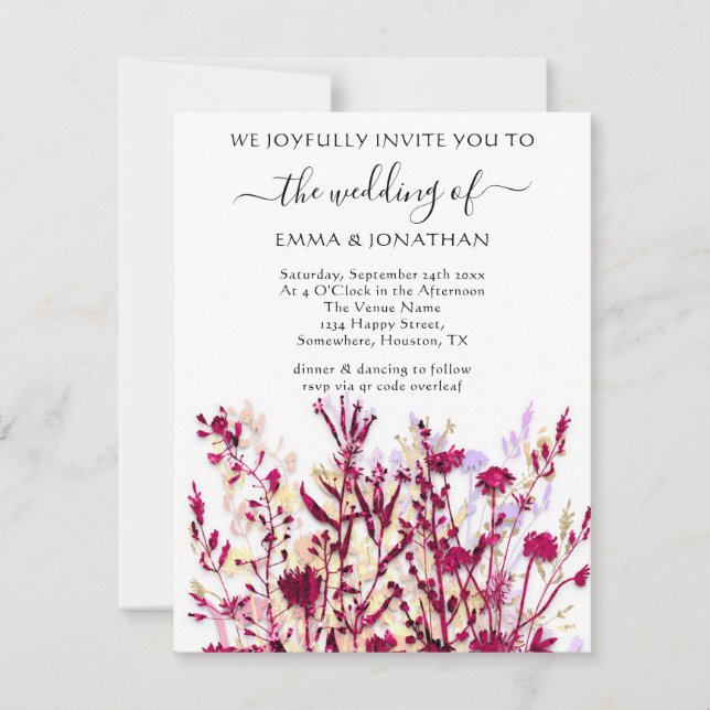 Budget QR CODE Blommigt Meadow White Marsala Guld (Framsida)