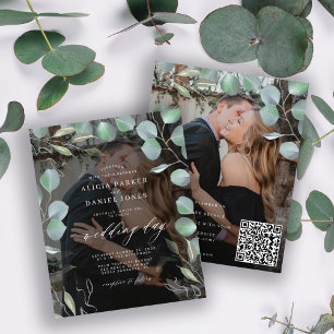 Budget QR CODE-eucalyptus-fotobröllopsinbjudan