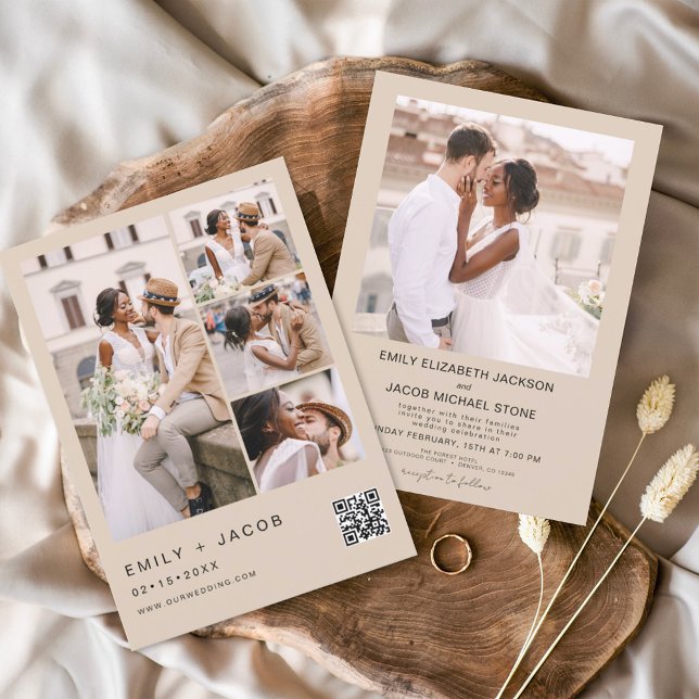 Budget QR Code Terracotta Wedding bjudande Flygblad (Skapare uppladdad)