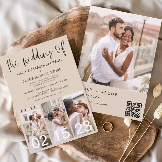 Budget QR Code Terracotta Wedding bjudande Flygblad (Skapare uppladdad)