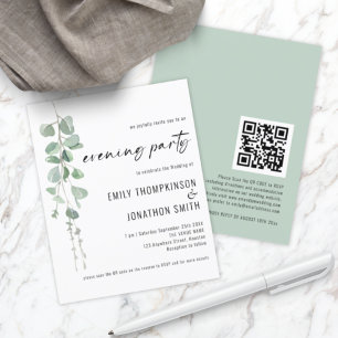 Budget QR Eucalyptus Bröllop Evening Party Inbjuda
