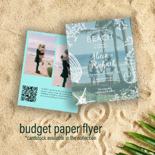 Budget QR KOD 3 bilder sommar strandbröllop Flygblad