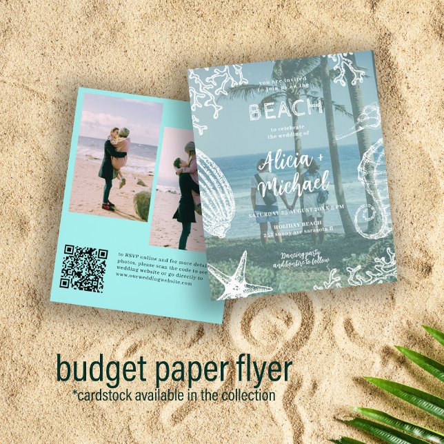 Budget QR KOD 3 bilder sommar strandbröllop Flygblad (Skapare uppladdad)