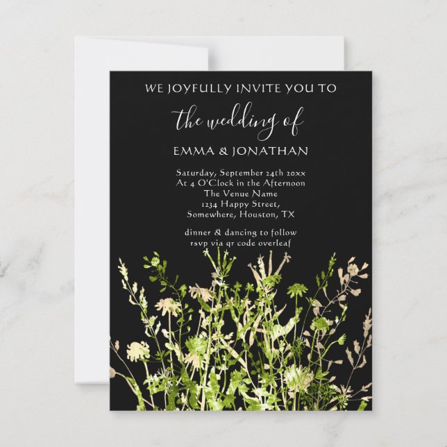 Budget QR-kod Blommig äng Guld Grön (Framsida)