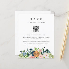 Budget QR-KOD blomsterlig elegant inbjudan RSVP