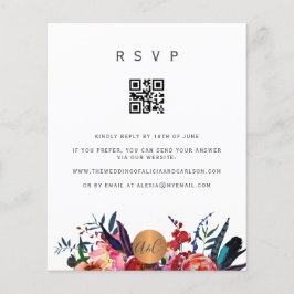 Budget QR-KOD blomsterlig elegant inbjudan RSVP