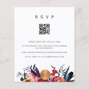 Budget QR-KOD blomsterlig elegant inbjudan RSVP Flygblad