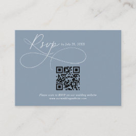 BUDGET QR-kod Dusty Blue Kalligrafi Bröllop RSVP Tilläggskort