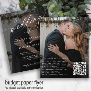 Budget QR KOD elegant 2 bilder bröllopsinbjudan Flygblad