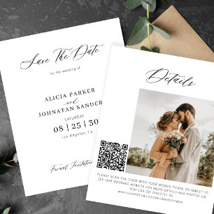 Budget QR-kod elegant foto bröllop spara datum
