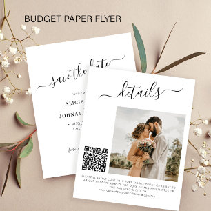 Budget QR-kod foto elegant bröllop spara datum Flygblad