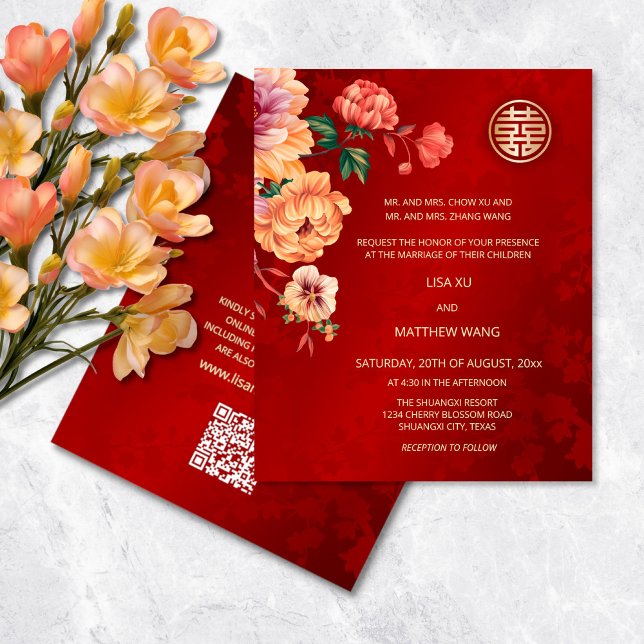 BUDGET | QR-kod | Peony kinesiskt bröllop (Skapare uppladdad)