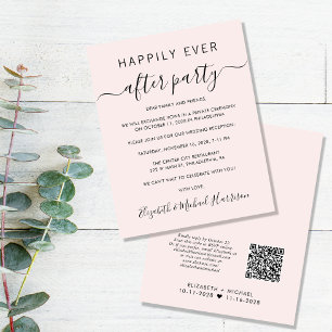 Budget QR-kod Rosa bröllop ReceptIon-inbjudan