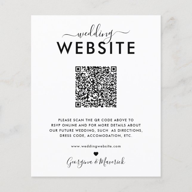 Budget QR-kod RSVP Bröllopswebbplats Detaljer (Framsida)