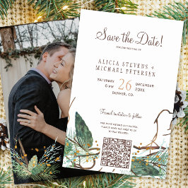 Budget QR-kod skog FOTO bröllop spara datum