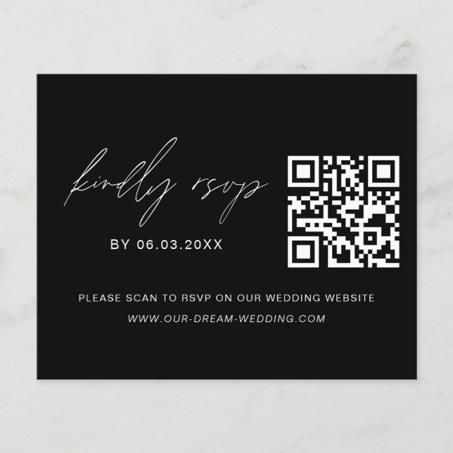 Budget QR-OSA - minimalistisk Bröllop-webbplats Flygblad (Framsidan)