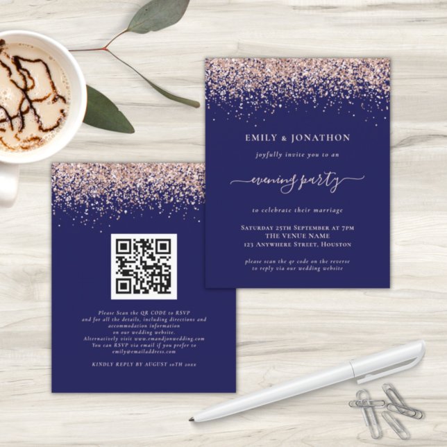 Budget QR Ro Guld Glitter marin Evening Bröllop (Skapare uppladdad)