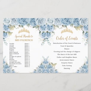 Budget Quinceañera 15 Blommig Padrinos-program