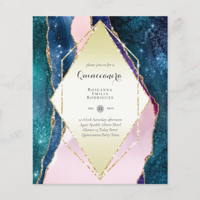 BUDGET QUINCEANERA - AGATE Glitter Glamour Chic Flygblad (Framsidan)