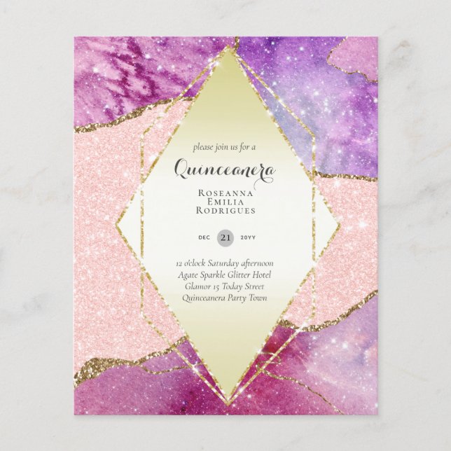 BUDGET QUINCEANERA - AGATE Sparkles Glamor Chic Flygblad (Framsidan)