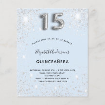 Budget Quinceanera babyblå silverglitter