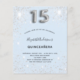 Budget Quinceanera babyblå silverglitter