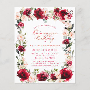 BUDGET Quinceanera Birthday Röd ros Rosa Peony