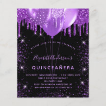 Budget Quinceanera Black lila glitter ballonger