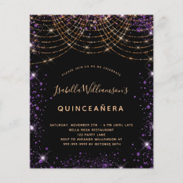 Budget Quinceanera Black lila guld glitter stoft