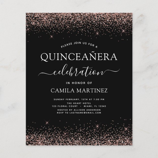 Budget Quinceanera Black Ro Guld  Rosa (Framsida)