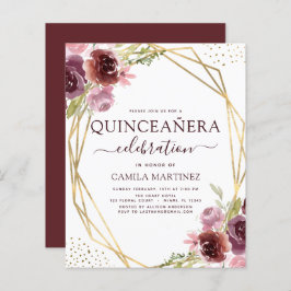 Budget Quinceanera Burgunder Rosa Geometrisk Blomm
