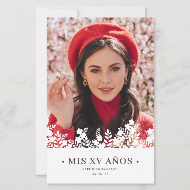 Budget Quinceañera Elegant Blommigt Ram Spanska (Framsida)