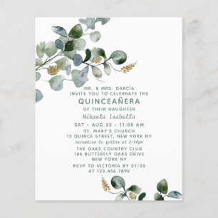 Budget Quinceañera Eucalyptus Blommigt Photo Flygblad