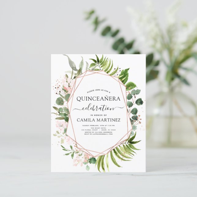 Budget Quinceanera Eukalyptus Rose Gold Geometrisk (Stående Fram)