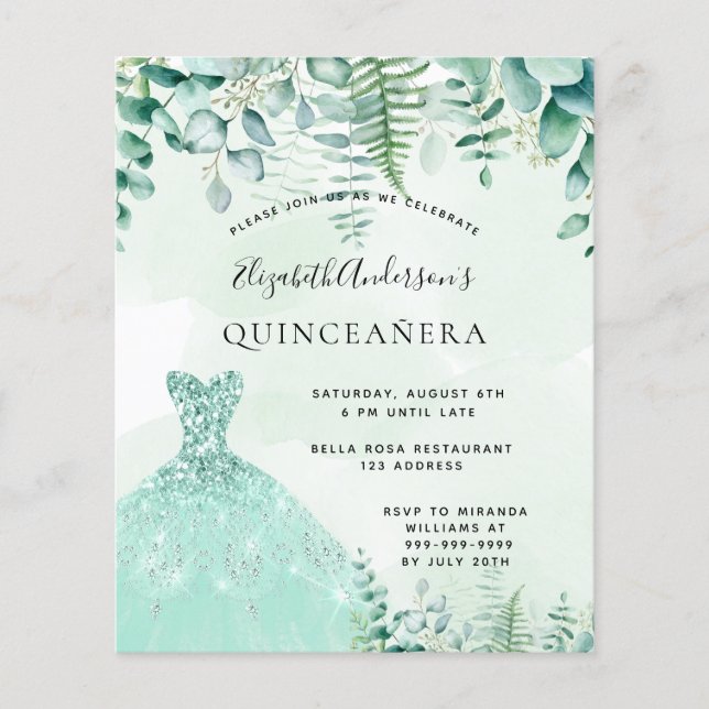 Budget Quinceanera förtrollad skogsklänning (Framsida)