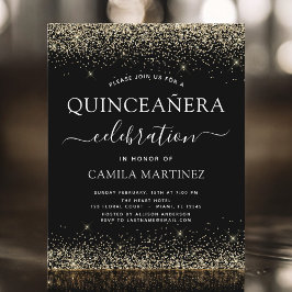 Budget Quinceanera Guld Black Modern Glitter