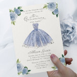 Budget Quinceanera-inbjudan Bilingual Blue Gown<br><div class="desc">Elegantens blå blommigt - prisvärda quinceanera-inbjudningar på 4, 5" x 5, 6" party. OBSERVERA: Kuverten ÄR INTE INKLUDE; matchande A7-kuvert är tillgängliga för separat köp.</div>