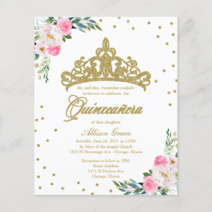 Budget Quinceanera-inbjudan Bilingual Tiara