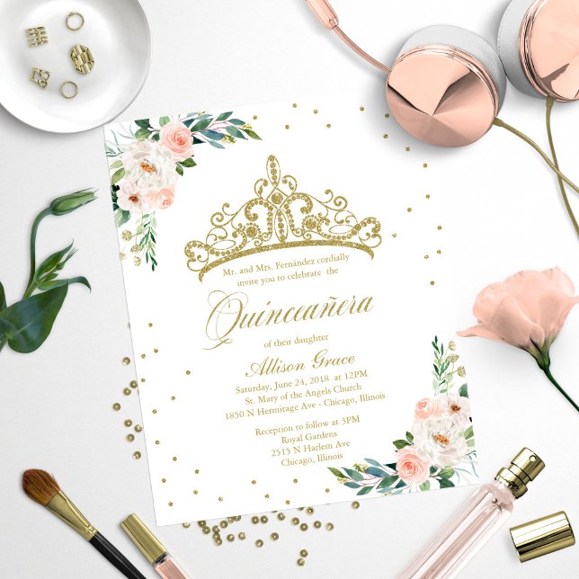 Budget Quinceanera-inbjudan Bilingual Tiara (Skapare uppladdad)