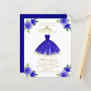 Budget Quinceañera Inbjudan Spansk Royalblå