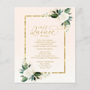 Budget Quinceanera-inbjudan spanska rosa guld