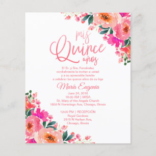 Budget Quinceañera-inbjudningar Spansk blomsterdes