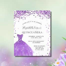 Budget Quinceanera lila vit klänning glitter