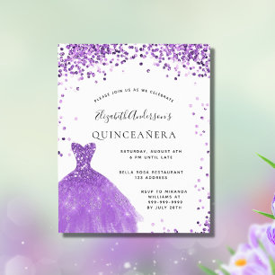 Budget Quinceanera lila vit klänning glitter