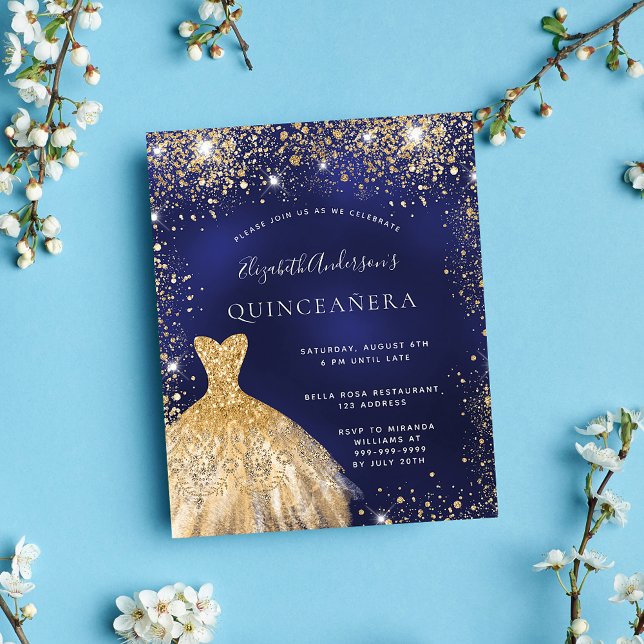 Budget Quinceanera marinklöjningsinbjudan för blå  (Skapare uppladdad)