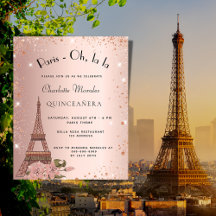 Budget Quinceanera Paris Eiffel ro inbjudan