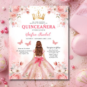 Budget Quinceañera Rosa Blommigt Butterfly