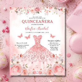 Budget Quinceañera  Rosa Blommigt Butterfly